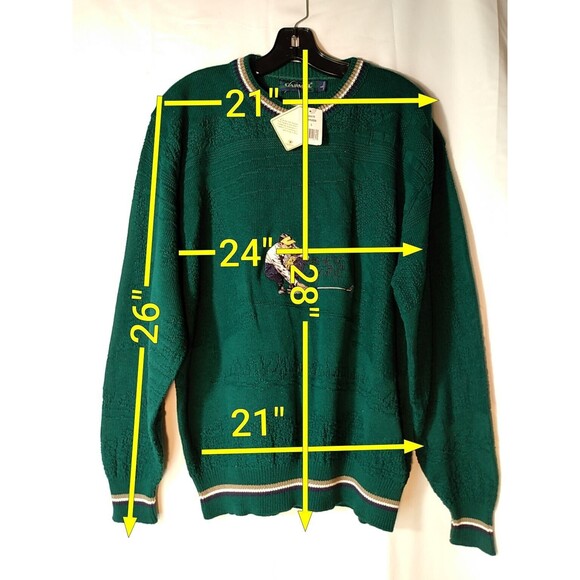 Carmel Men Hunter Green Sherwood Cotton Long sleeve‎ Golf Sweater Size L - Picture 2 of 6